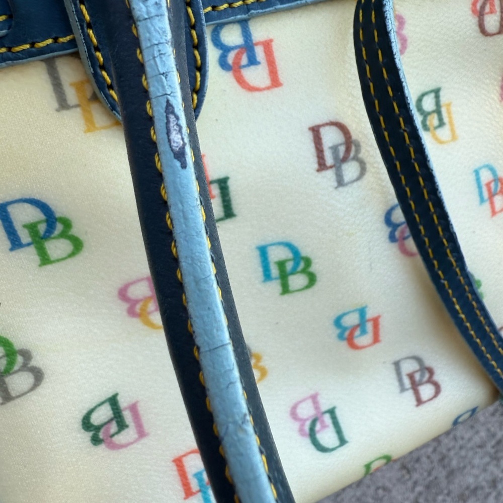 Dooney & Bourke Navy Trim Multicolor Logo Tote - Picture 5 of 9